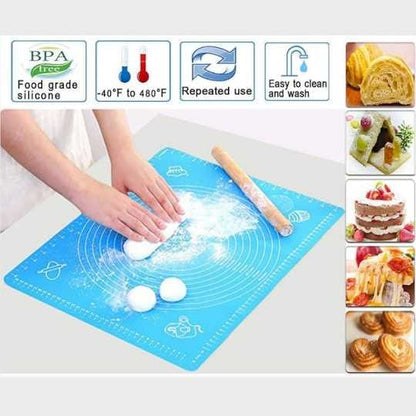 Silicone Baking & Rolling Mat with Measurement Guide – Non-Stick, Reusable, Easy to Clean
